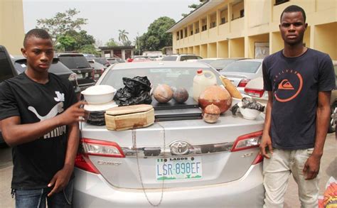 Unbelievable See 15 Yahoo Boys Arrested With Coffins And Charms By