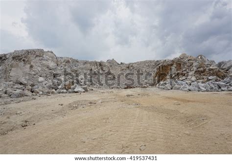 Limestone Mining Open Pit Mine Cambodia Stock Photo