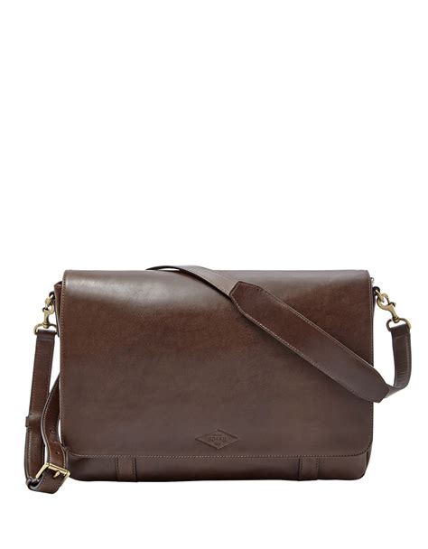 Lyst Fossil Leather Messenger Bag In Brown For Men