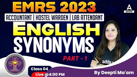 English For Emrs Synonyms Emrs Accountant Hostel Warden Lab