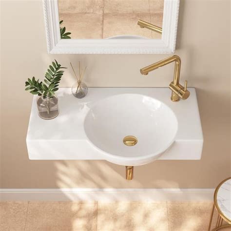 Deervalley Glossy White Ceramic Rectangular Wall Mounted Bathroom