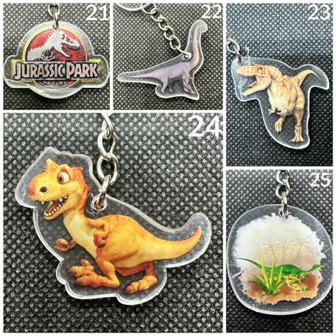 Jurassic Parkdinosaurs Acrylic Keychains Etsy