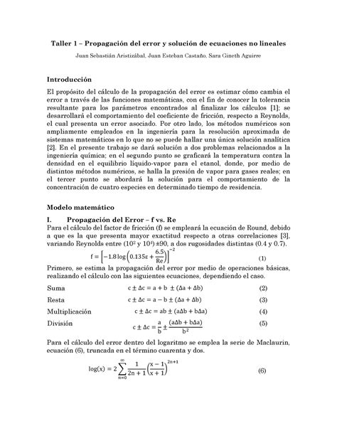 Taller 1 Métodos Numéricos UNAL Studocu