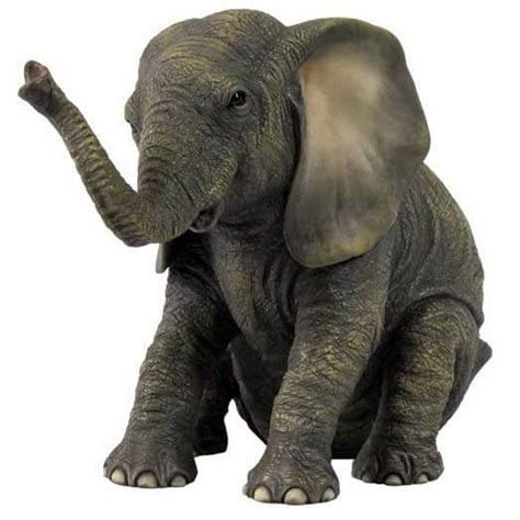 Sitting Baby Elephant Sculpture Polystone Sitting Elephant Sculpture