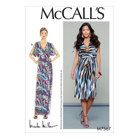 Mccalls Sewing Pattern Misses Wrap Style Dresses And Belt L Xl Xxl