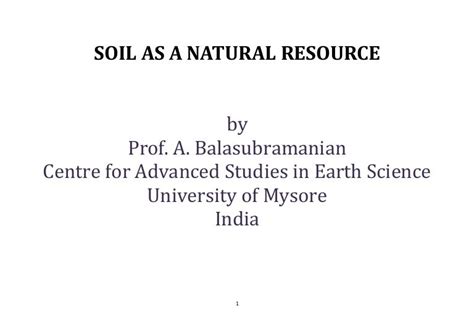 Soil as a natural resource