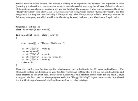 Solved Write A Function Called Reverse That Accepts A Chegg