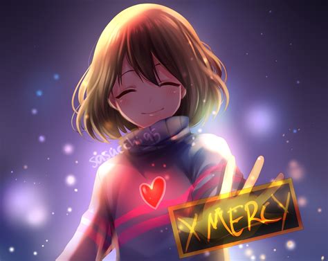 Undertale Closed Eyes Short Hair Brunette Frisk Undertale Heart