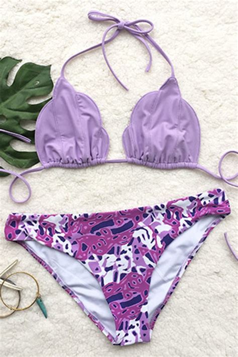 Make Your Point Printing Halter Bikini Set