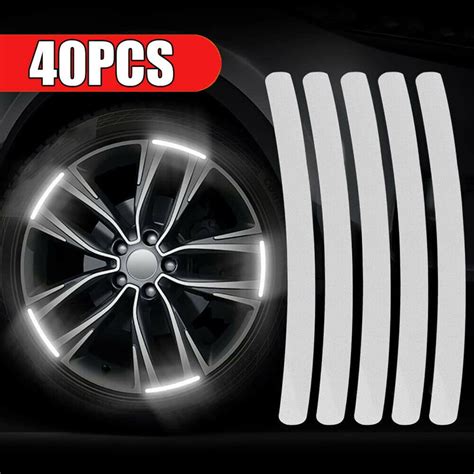 Pcs Car Wheel Reflective Strips Stickers Night Warning Tire Reflector