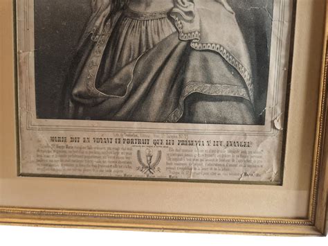 Antique True Face Of Virgin Mary Portrait Engraving By Gosselin French