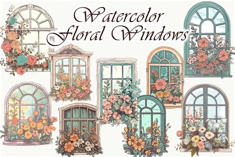 Floral Windows Clipart Watercolor Spring Windows 2549407