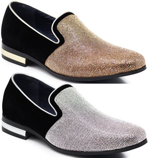 New Men Dress Shoes Rhinestone Diamond Loafers Slip On Classic Tresure Dress Shoes Men Men