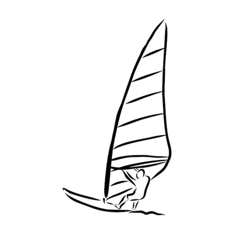 Icono De Doodle De Contorno Dibujado De Mano De Hombre De Windsurf