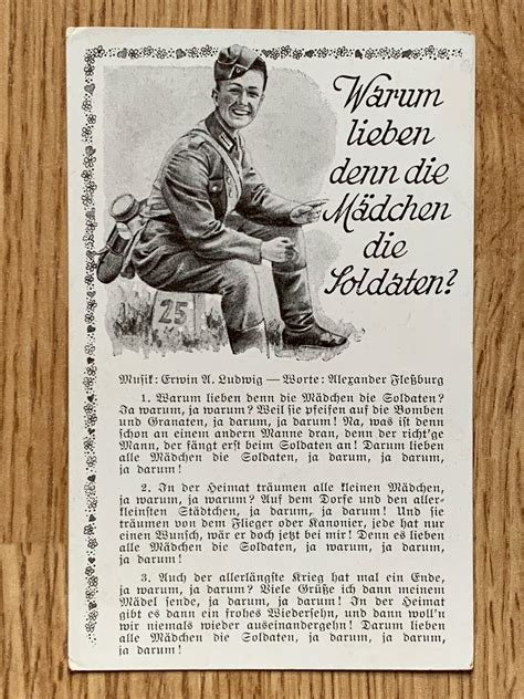 WW2 German song postcard - seated soldier – ABmilitaria