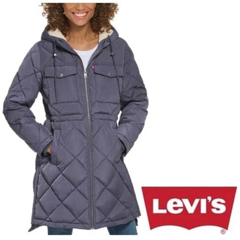 Levis Jackets And Coats Nwt Levis Quilted Parka Jacket With Plush Hood Odyssey Grey Poshmark