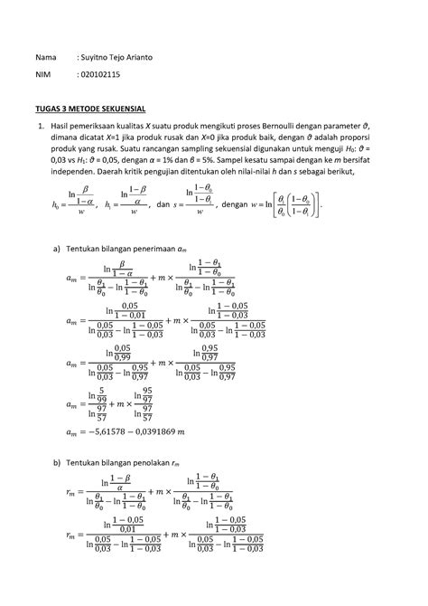 Tugas Metode Sekuensial Nama Suyitno Tejo Arianto Nim