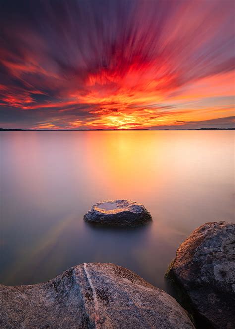 Stone Cranny Sea Horizon Sunrise HD Phone Wallpaper Peakpx