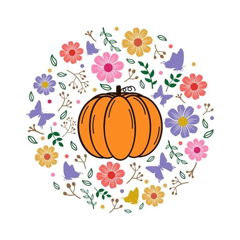 Monograma De Calabaza De Oto O Con Svg Floral Vector Premium