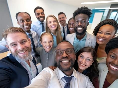 A Diverse Group Of Business People Taking A Selfie Together In The