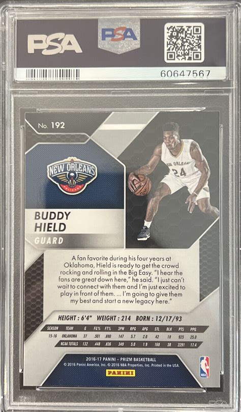 Panini Prizm Buddy Hield Rookie Rc Psa Pacers Gem