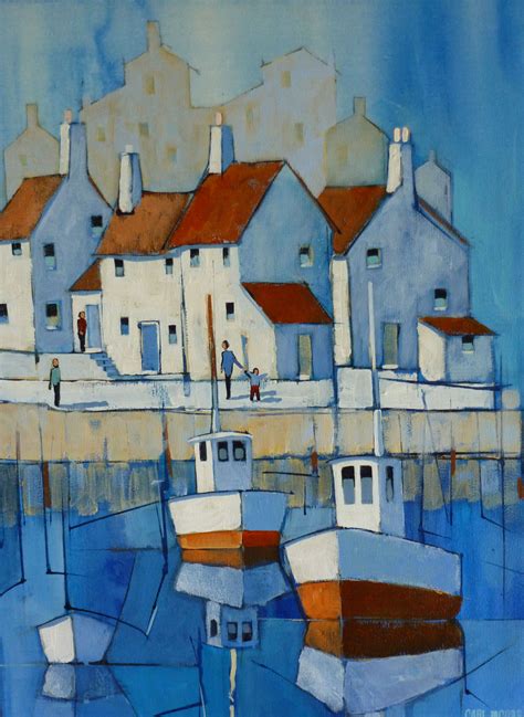 Blue Harbour Scene 02 Carl Jacobs Masa Uk Art Painting Colorful