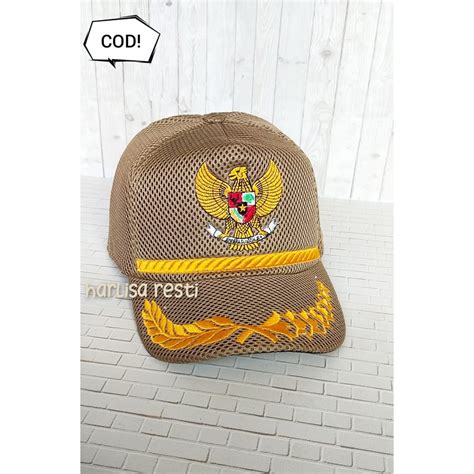 Jual TOPI JARING GARUDA DENGAN LOGO PADI KAPAS Shopee Indonesia