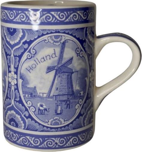 Delfts Blauw Porselein Mok Holland Molen Souvenir Holland Bol