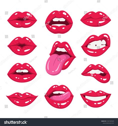 Red Lips Collection Vector Illustration Sexy Stock Vector Royalty Free