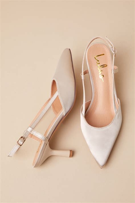 Ivory Satin Pumps Pointed Toe Pumps Slingback Pumps Lulus