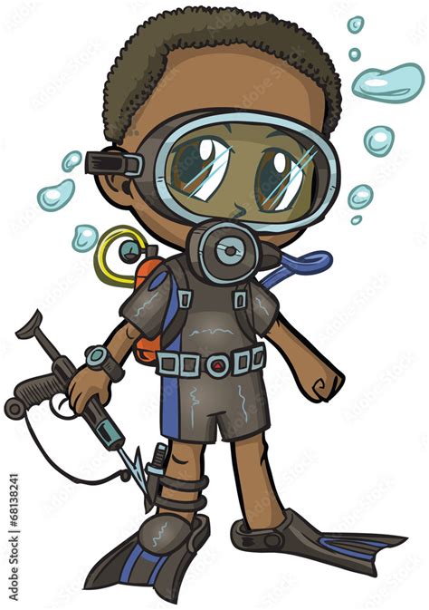 Anime Scuba Diver Boy Vector Cartoon Stock Vektorgrafik Adobe Stock