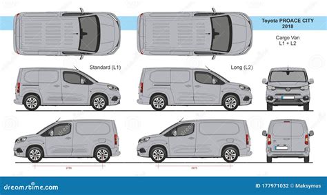 Toyota Proace City Cargo Van L1 2018-present Vector Illustration ...