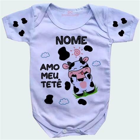 Body de Bebê Personalizado Amo Meu Tetê Body Personalizado Nome