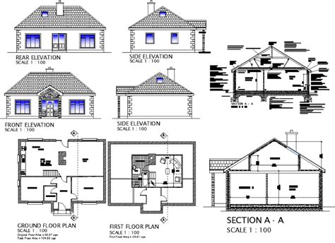 36x26 G1 2bhk Tiny House Blueprint Plan With Frontrearside