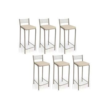 Banqueta de Cozinha Gênova B705 Kit 6 Un Niquel Nude 16 Kappesberg