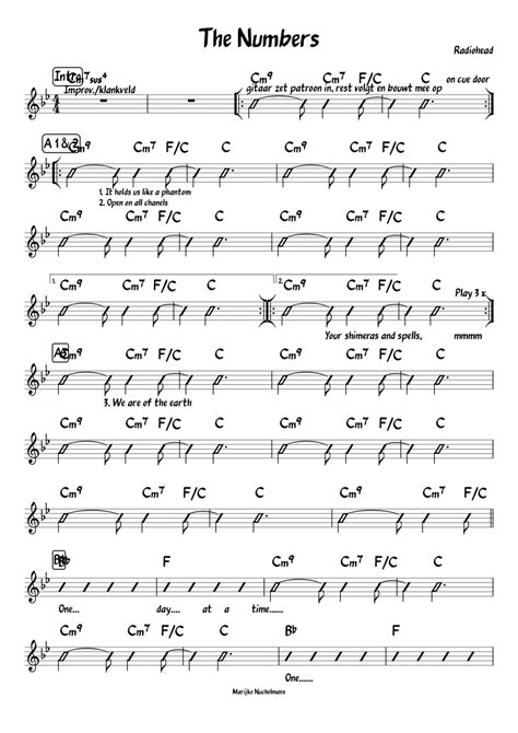 The Numbers Leadsheet Sheet Music For Piano Solo Easy