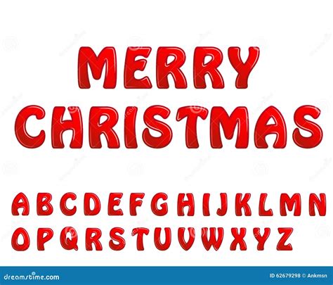 Red Shiny Letters Holiday Fonts Merry Christmas Stock Vector - Image: 62679298