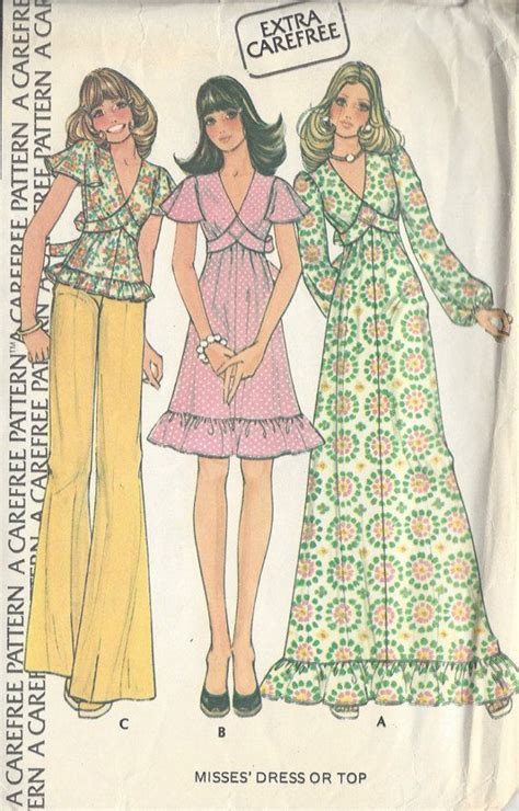 1974 Vintage Sewing Pattern B34 Pullover Dress And Top R785 Mccalls 4028 Vintage Sewing