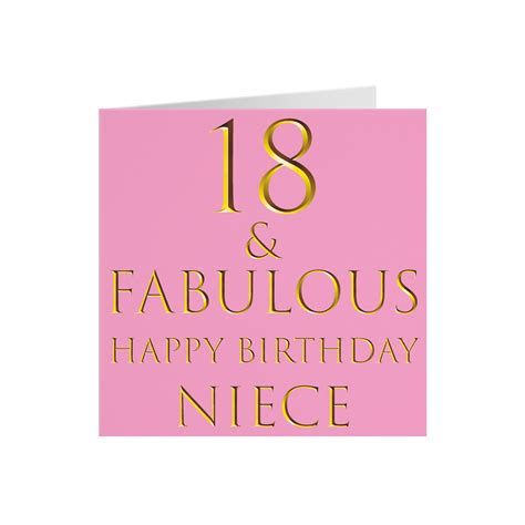 Niece 18th Birthday Card 18 And Fabulous Happy Birthday Etsy Uk