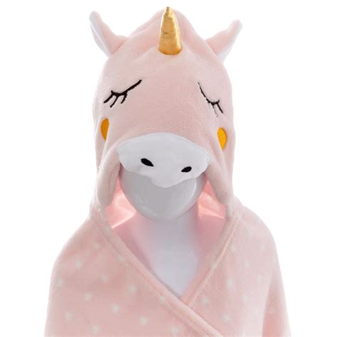 Plaid Capuche Enfant Licorne Rose Linge De Maison Enfant Eminza