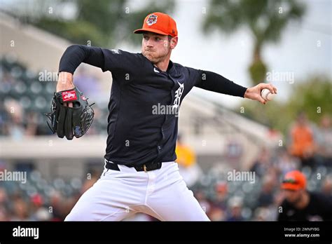 Detroit Tigers Starting Pitcher Joey Wentz 43 Throws Against The