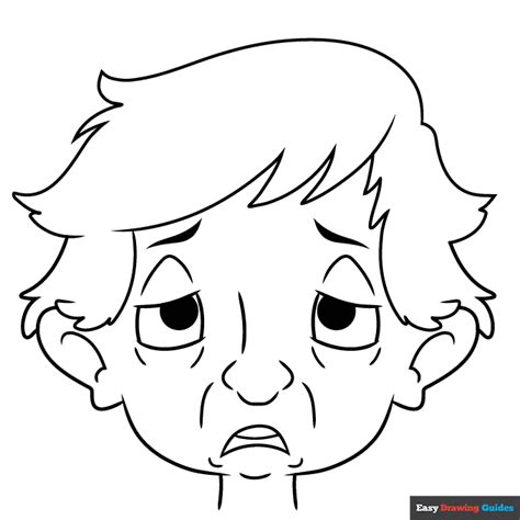 Tired Face Coloring Page | Easy Drawing Guides