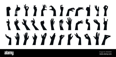 Hand Gestures Silhouettes Collection Set Of Different Hand Gestures