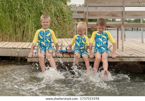 Funny Kids Bathing Suits Sit Together Stock Photo 1737019298 | Shutterstock