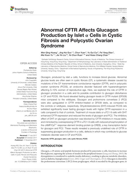 Pdf Abnormal Cftr Affects Glucagon Production By Islet α Cells In