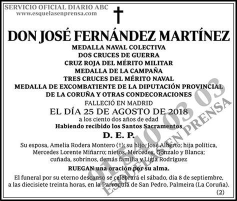 José Fernández Martínez ESQUELAS ABC