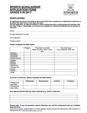 Fillable Online Sports Scholarship Application Form Grade In Fax