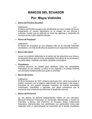 Bancos Del Ecuador Pdf