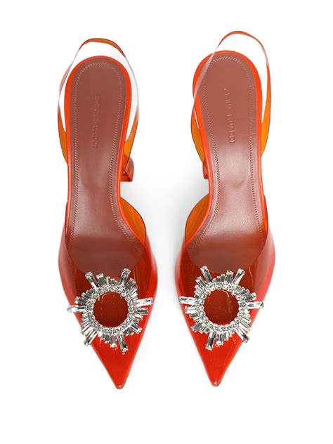 Amina Muaddi Begum Glass Sling Mm Pumps Orange Farfetch Uk