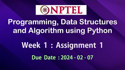 Nptel Programming Data Structures And Algorithms Using Python